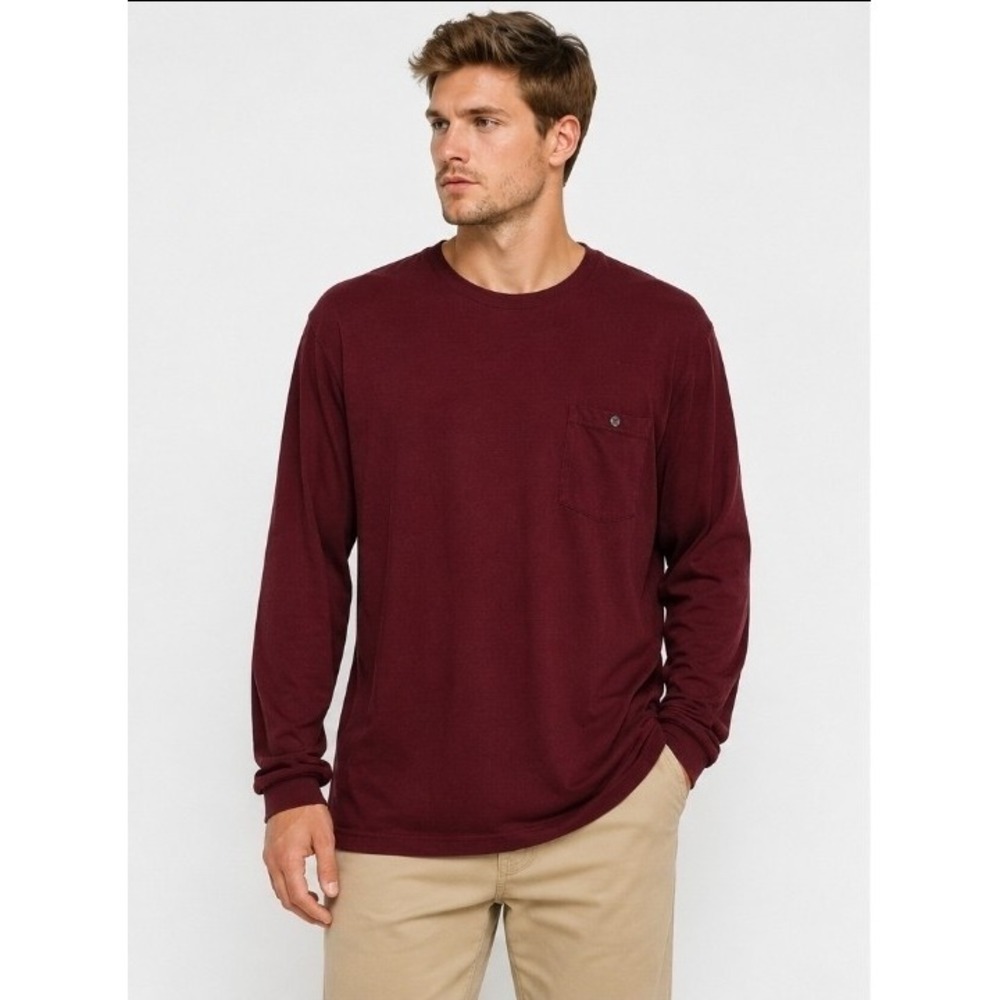 Mutual Weave Long Sleeve Tshirt Mens 2XL XXL NWT New Maroon Excellent Soft L300